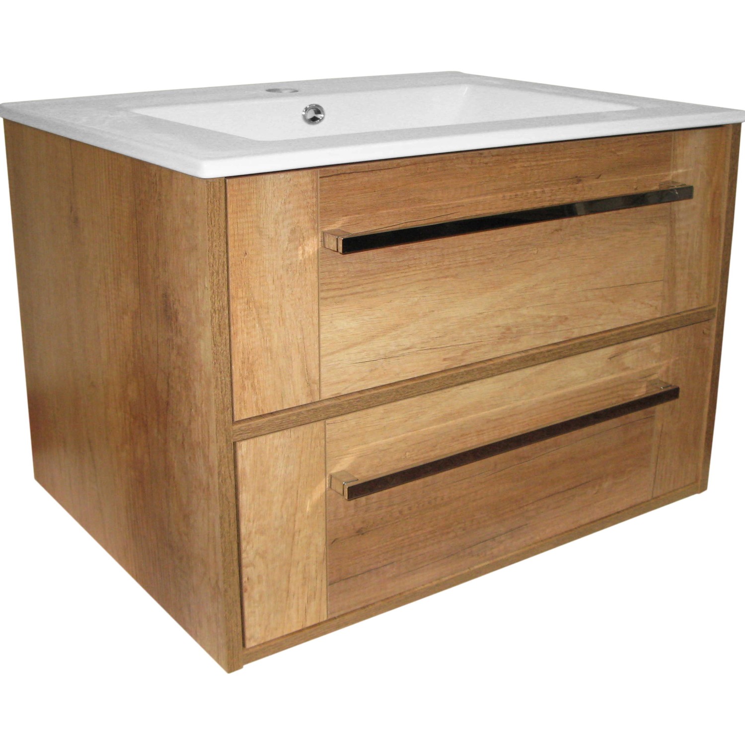 A-Interiéry Koupelnová skříňka s keramickým umyvadlem Valmont 80, dub country