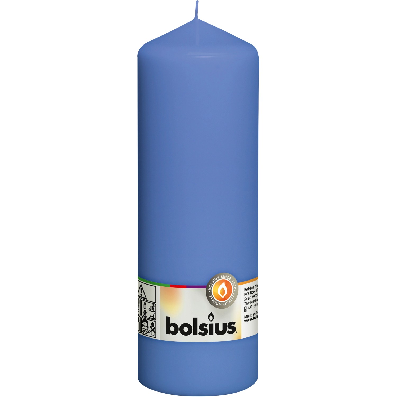 Bolsius Válcová svíčka modrá 20 x 6,8 cm