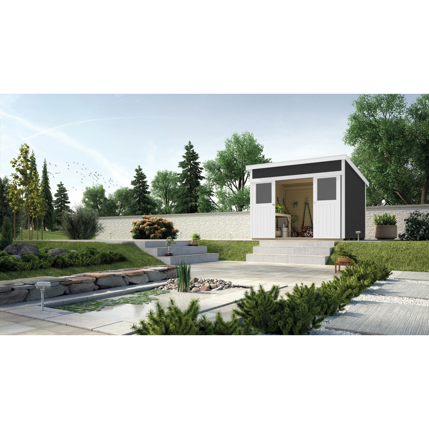 Weka Dřevěný zahradní domek 225 vel. 1, antracitová, 295 x 209 cm