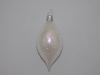 ORNEX Skleněná vánoční ozdoba oliva bílá s posypem 8 cm