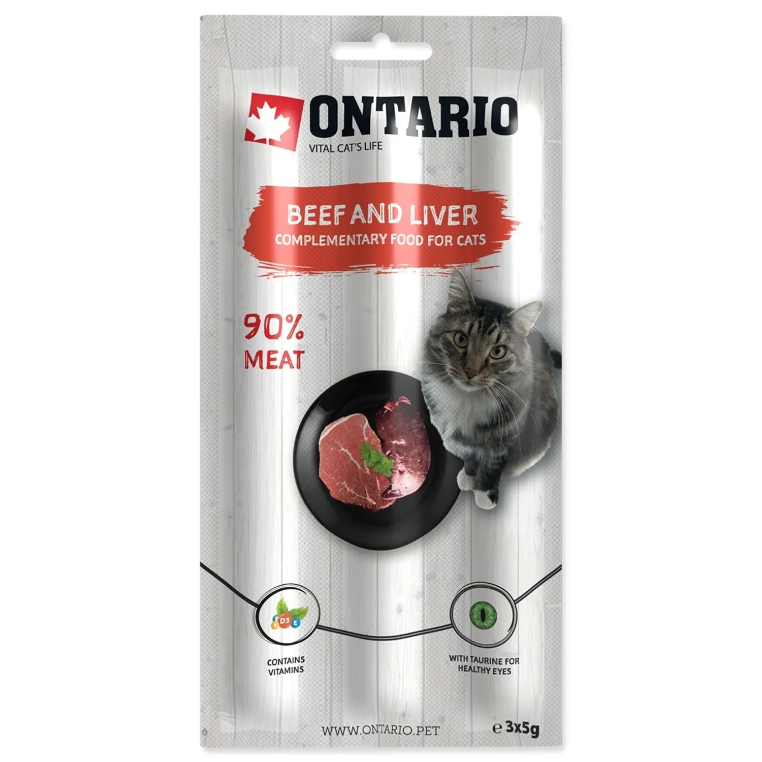 Levně ONTARIO Tyčinky pro kočky z hovězího masa a jater, 3x 5 g