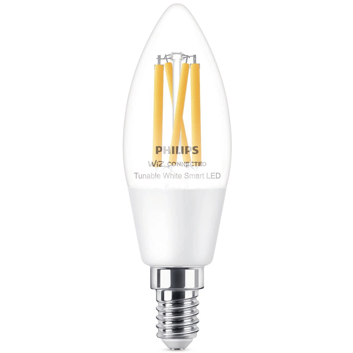 Philips Chytrá LED žárovka Filament E14 C35, 4,9 W, 407 lm, 2700-6500 K, čirá