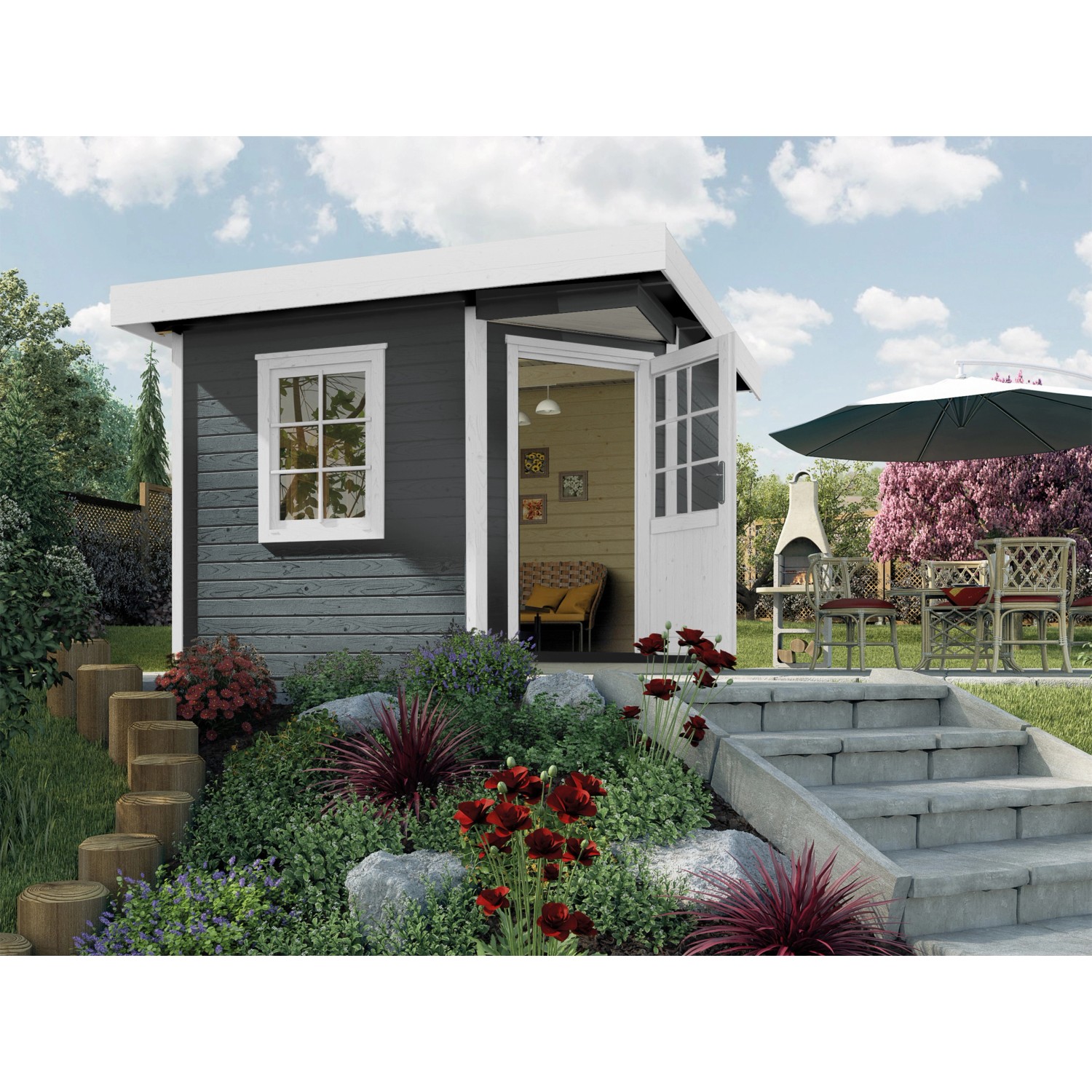 Weka Designový zahradní domek 213 Plus vel. 1, antracitová, 238 x 238 cm