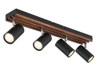 GLOBO Stropní 4bodové svítidlo KAYDEN, dřevo/matná černá, 56 x 8 x 12,5 cm