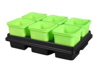 Květináč výsadbový + podmiska, zelený, 8 x 8 x 8 cm Květináč výsadbový + podmiska, zelený, 8 x 8 x 8 cm