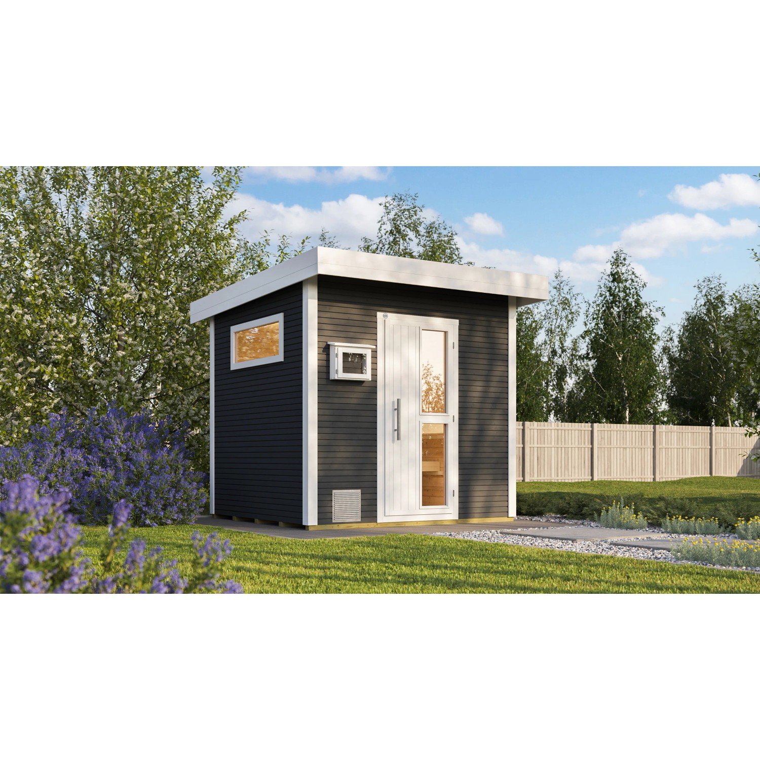 Weka Designový saunový domek Kuopio, antracit, 263 x 298 x 253 cm