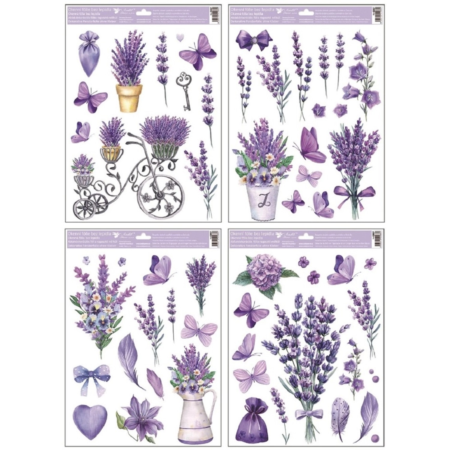 Anděl Přerov Okenní fólie levandule s glitry, 30 x 42 cm