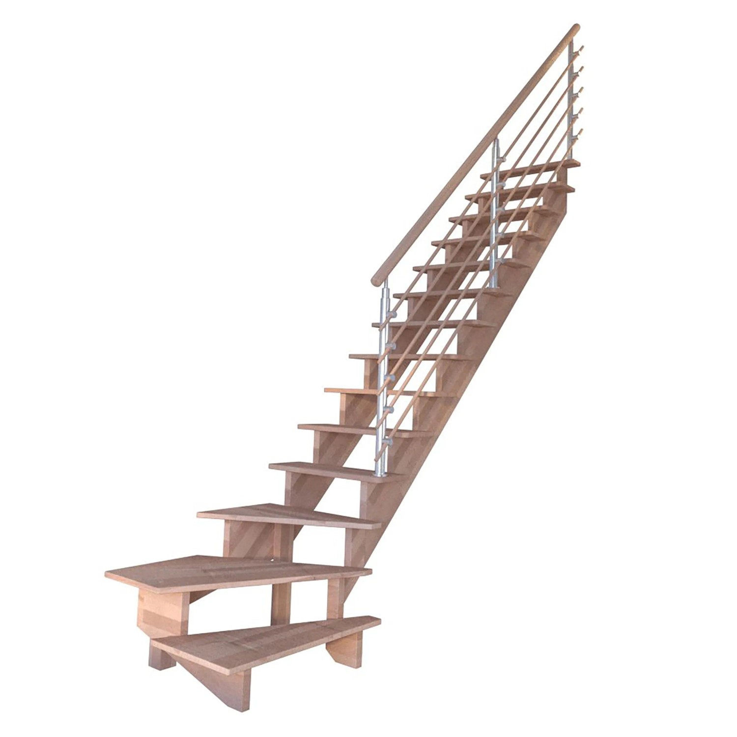 StarWood Schody Lindos Pro bukové pravé 80cm otevřené design. dřev. zábradlí