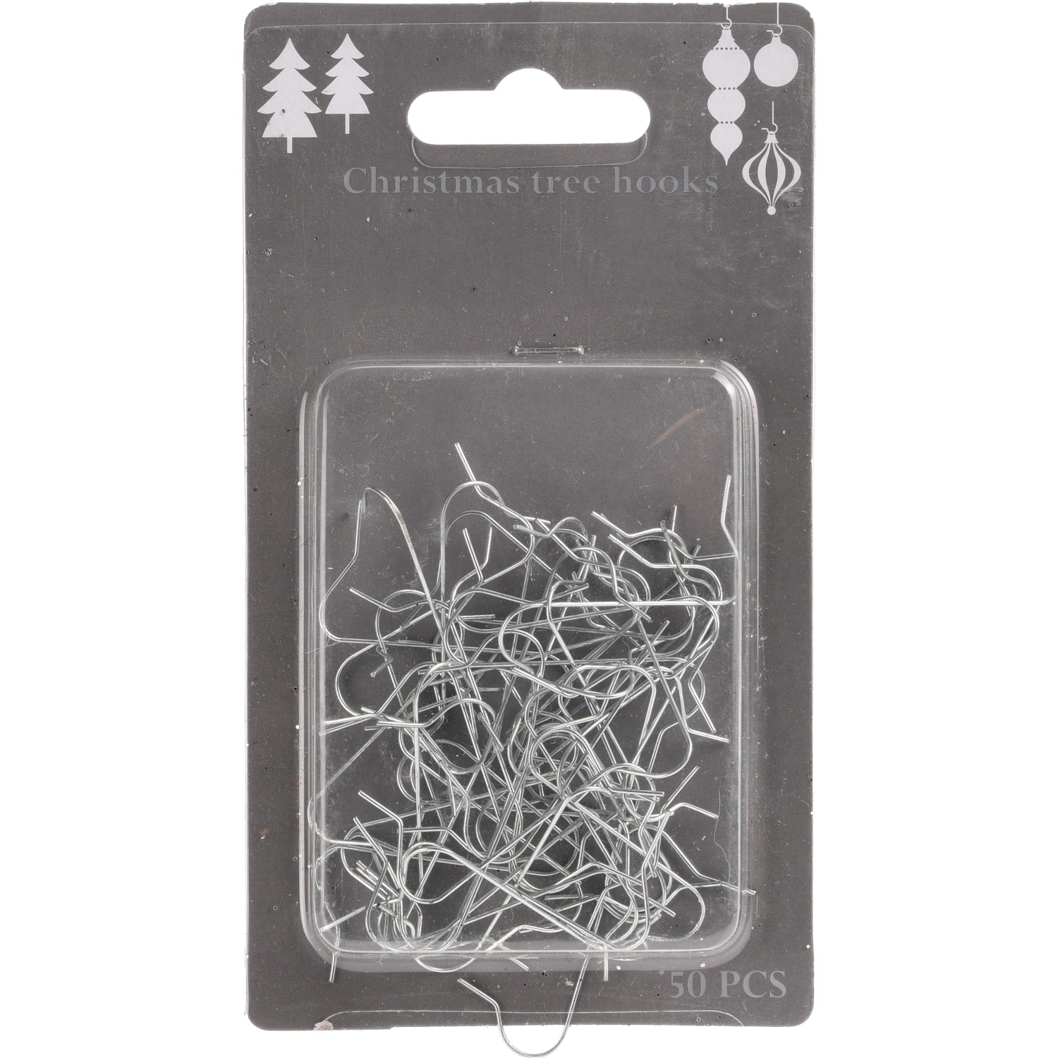 Háčky na vánoční ozdoby stříbrné, 50 ks