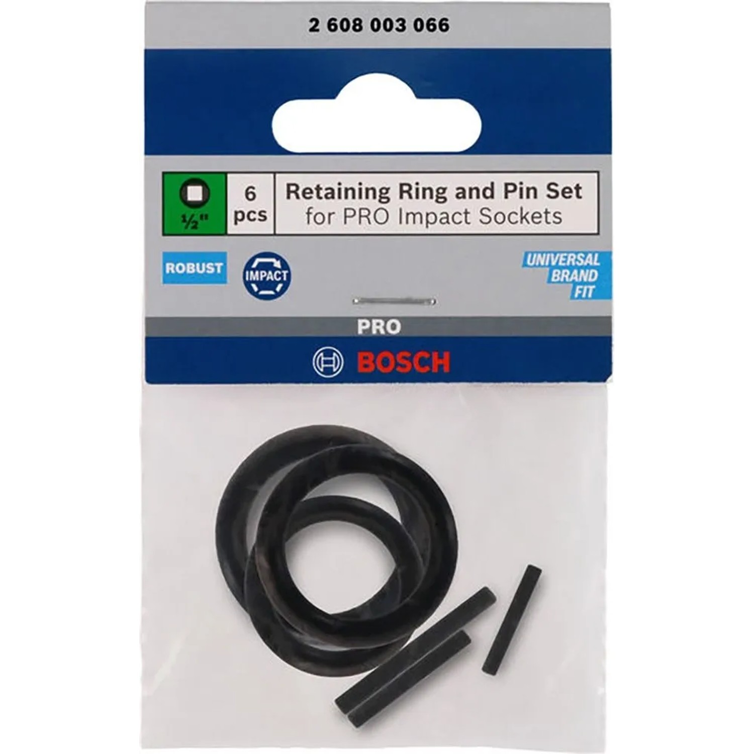 Bosch Sada pojist.kroužku/kolíku pro PRO Impact Socket 1/2", 6ks (2 608 003 066)