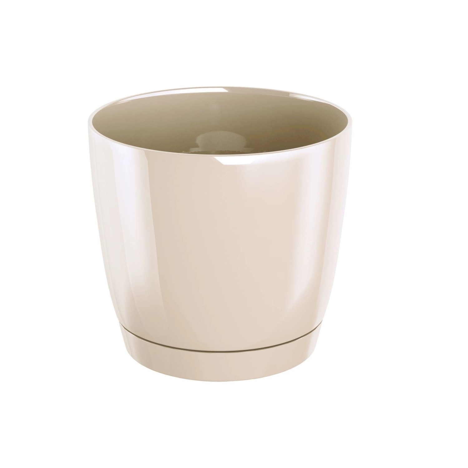 Prosperplast Květináč COUBI ROUND P s miskou, krémový, pr. 13,5 cm