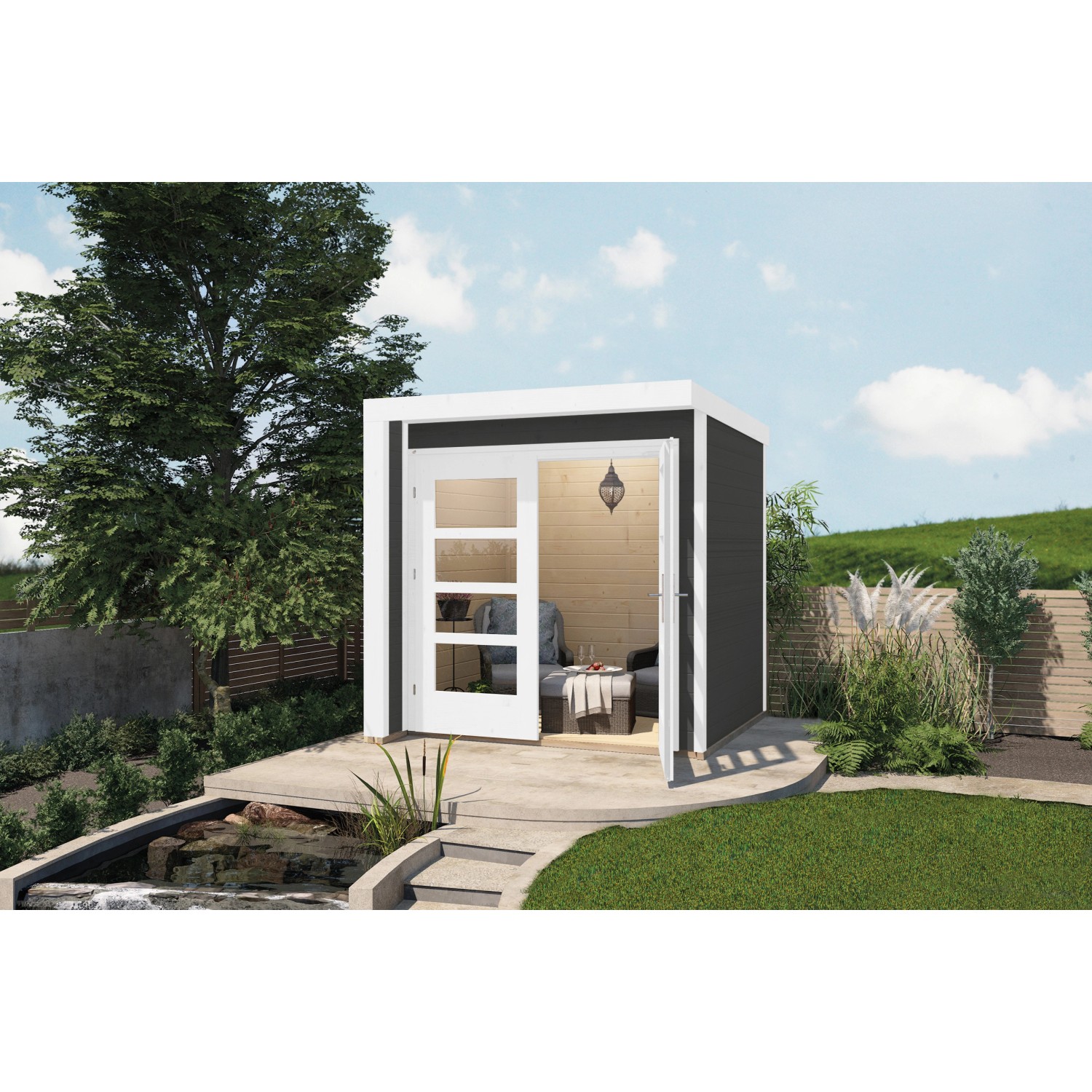 Weka Designový zahradní domek 262 A, antracitová, 209 x 205 cm