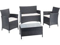 BWO Sestava zahradního nábytku Canera polyratan černá 4dílná BWO Sestava zahradního nábytku Canera polyratan černá 4dílná