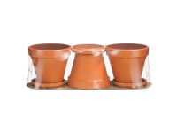 Mica Decorations Sada terakotových květináčů s podmiskou pr. 12,5 x 13,5 cm