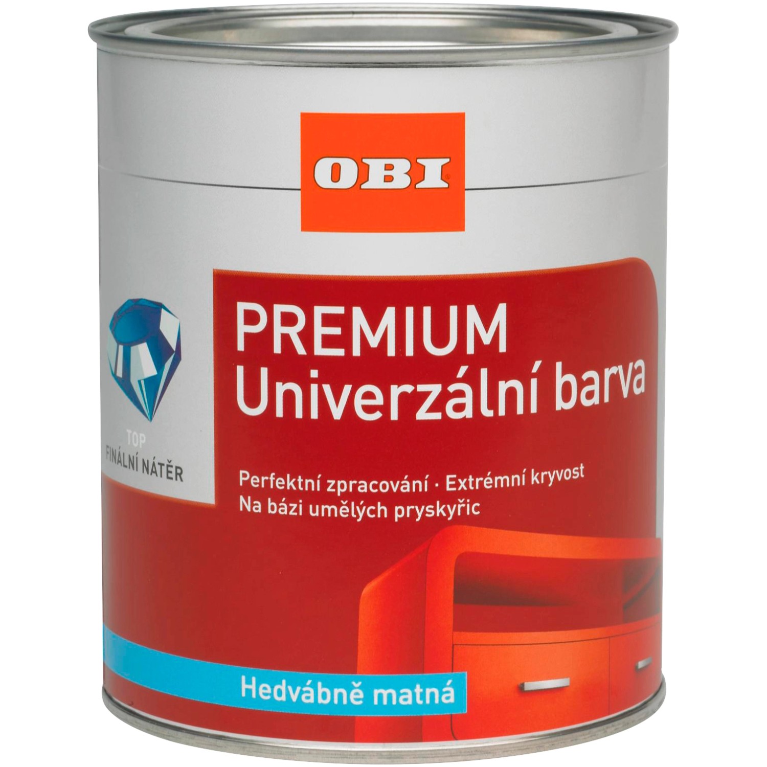 OBI Univerzální barva PREMIUM hedvábně matná černá sytá 750 ml