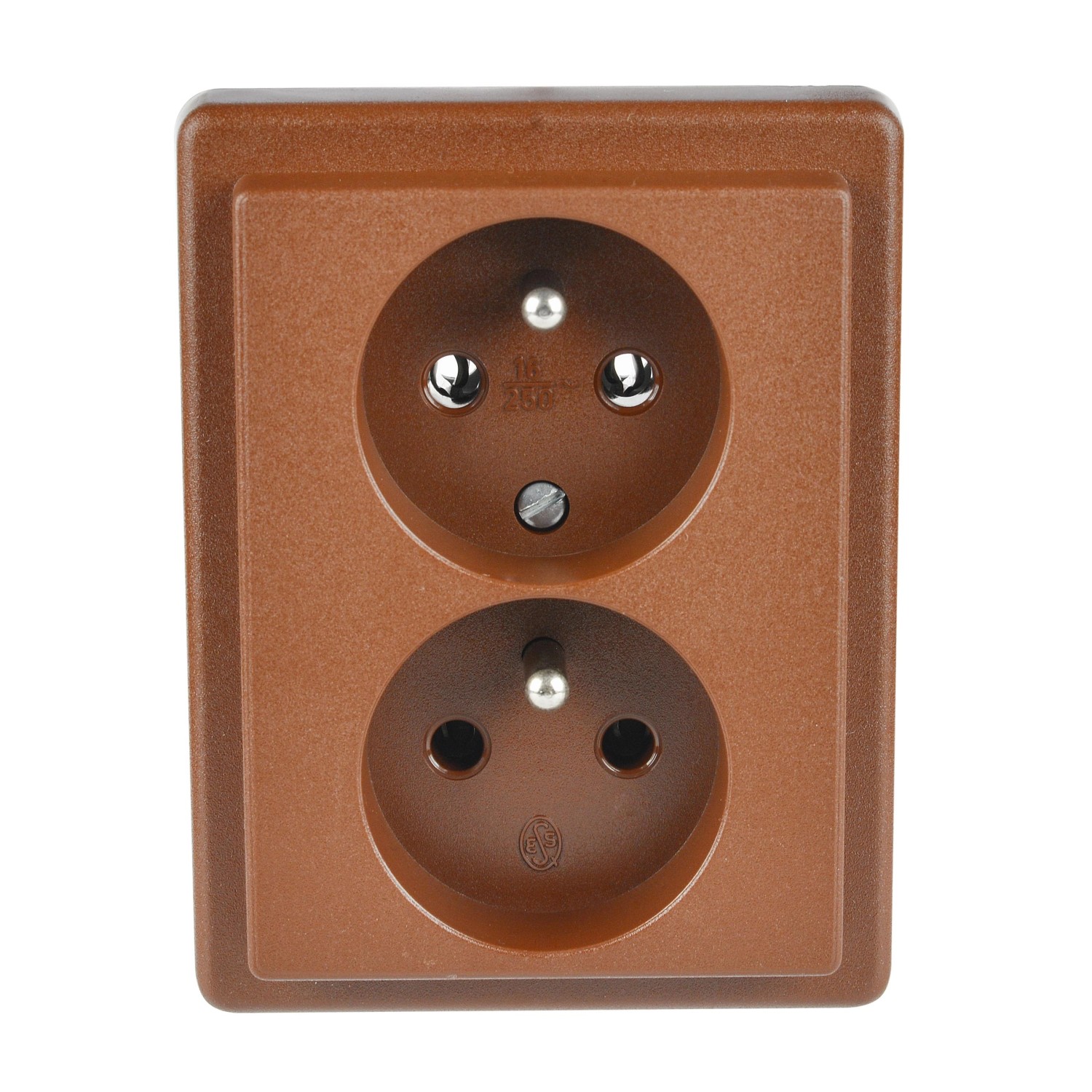 SEZ Dvojzásuvka polozapuštěná Standard Z 3121 HP skořicová 33 x 80 x 104 mm