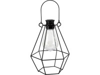 Kovová solární LED lucerna, IP44, černá, 11,9 x 8,6 x 17 cm