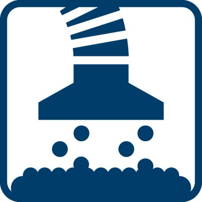 Symbol odsávání prachu pro ruční okružní pily.