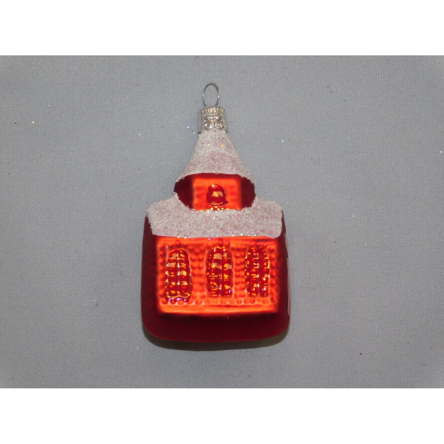 Ornex Vánoční ozdoba kostel skleněný červený 65 mm