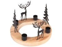 Anděl Přerov Vánoční svícen kovový/dřevěný se sobi pr. 20 x 13,5 cm, 1 ks