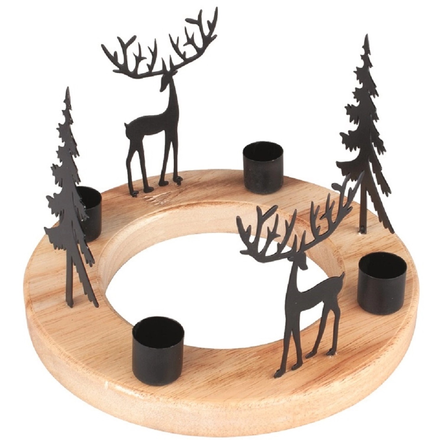 Svícen les s jeleny z kovu 20 x 13,5 cm Anděl Přerov s.r.o.