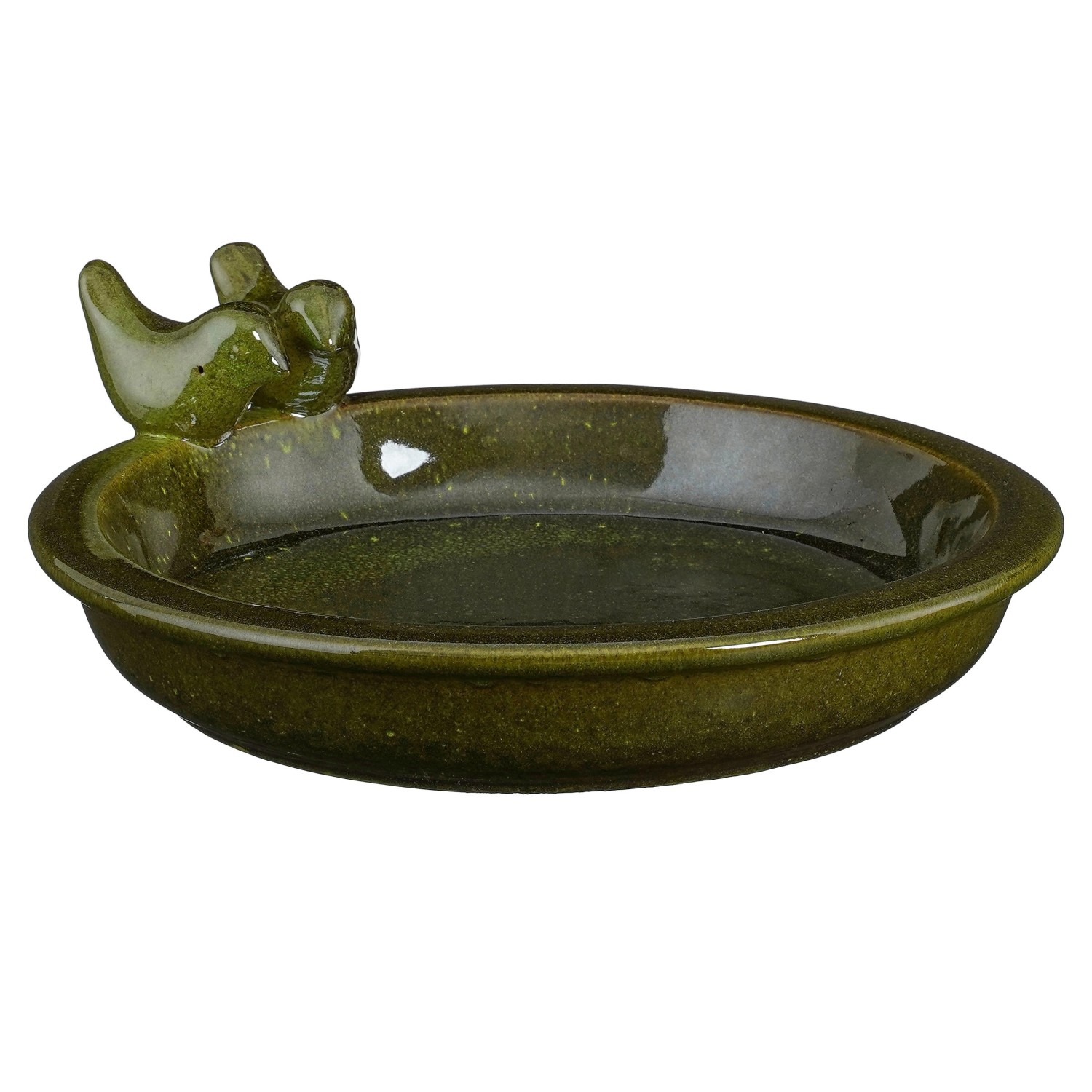 Mica Decorations Keramické pítko pro ptáčky, zelená, pr. 30 x 5 cm