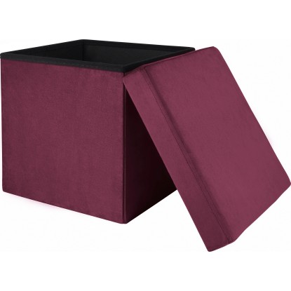 Magenta taburet: Skládací taburet Dark Wonder s úložným prostorem, 38x38x38 cm.