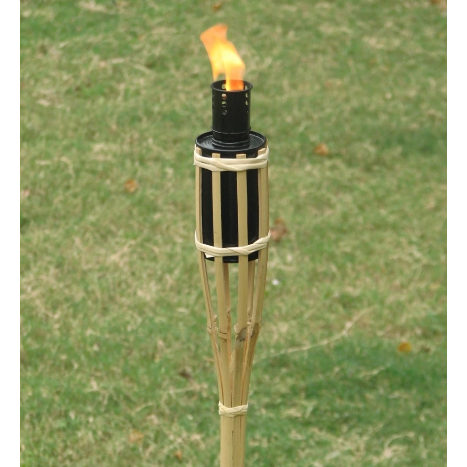 Louč bambusová s černou nádobkou 60 cm