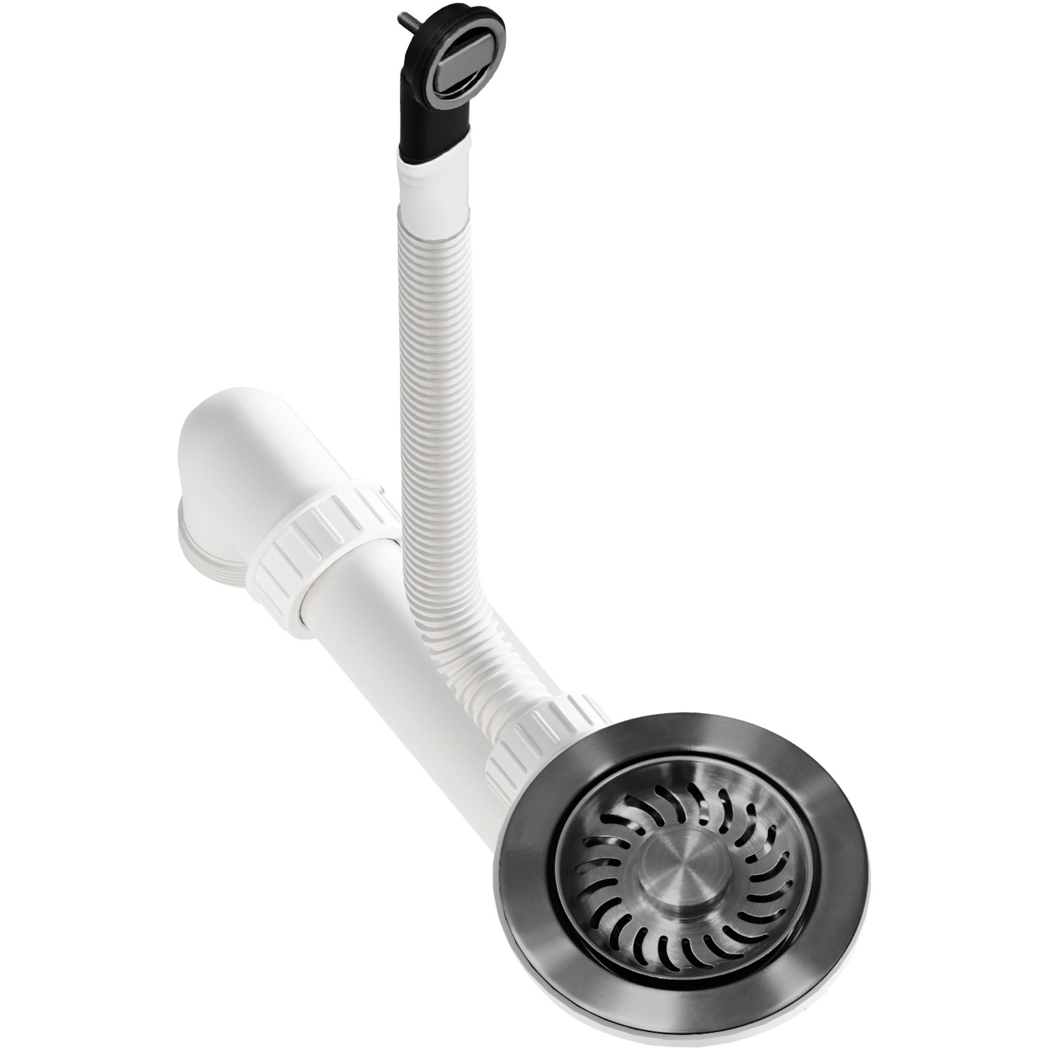 Helika Dřezová výpusť s přepadem AQF-001V-T, grafitová, pr. 114 mm