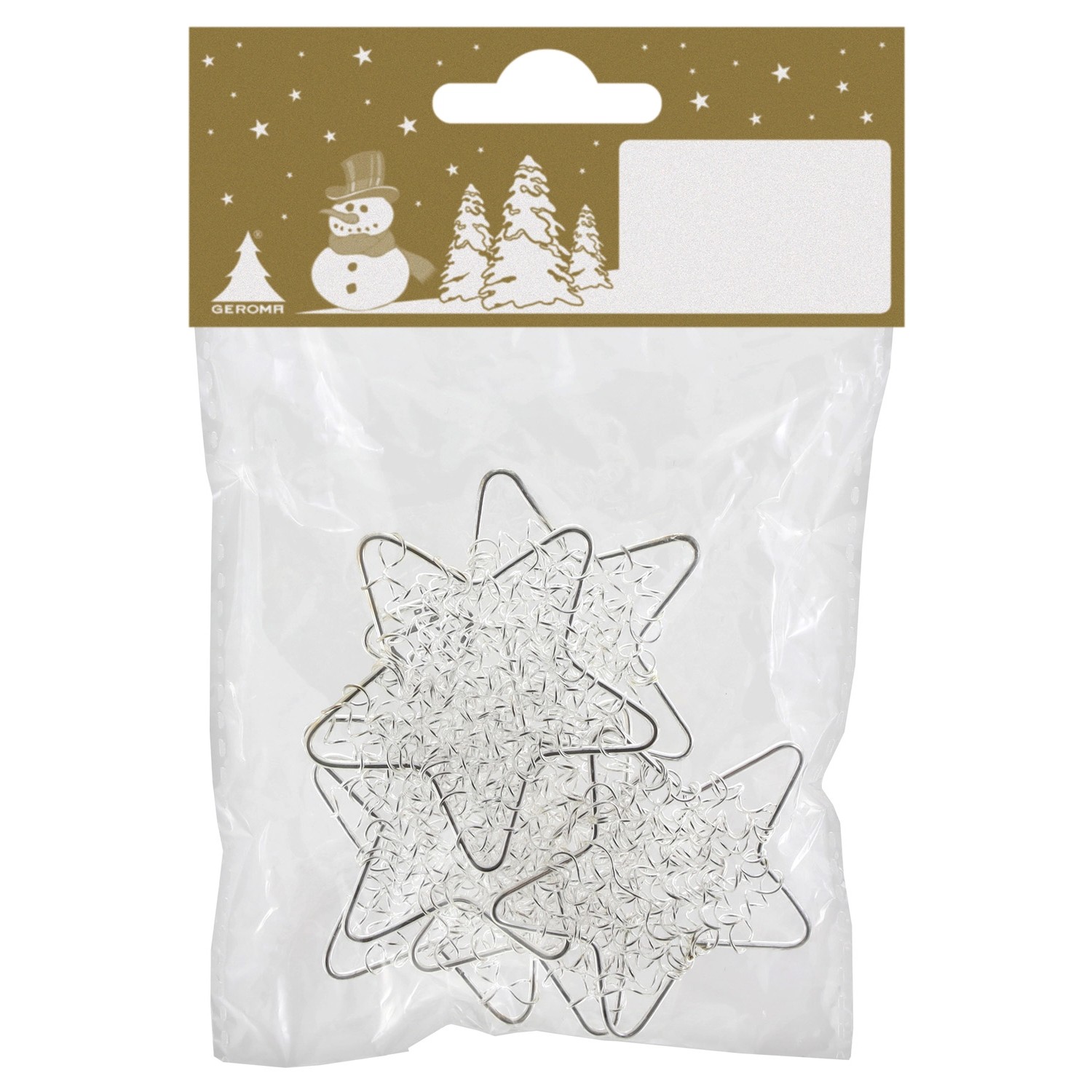 Drátěné hvězdy, stříbrné, 5 cm, 6 ks