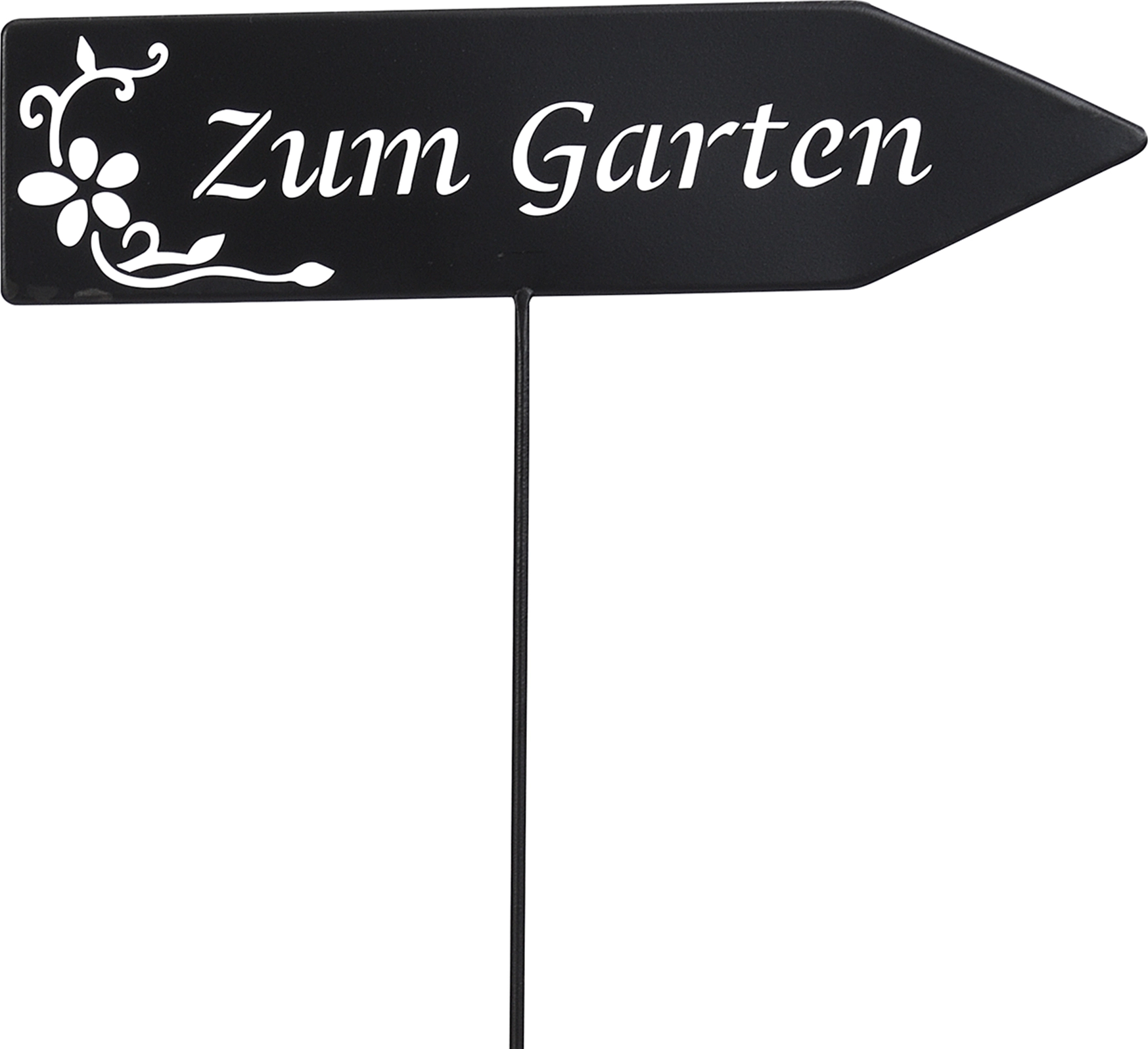 Zahradní zápich ukazatel s nápisem "Zum Garten", černý, 115 x 35 x 0,6
