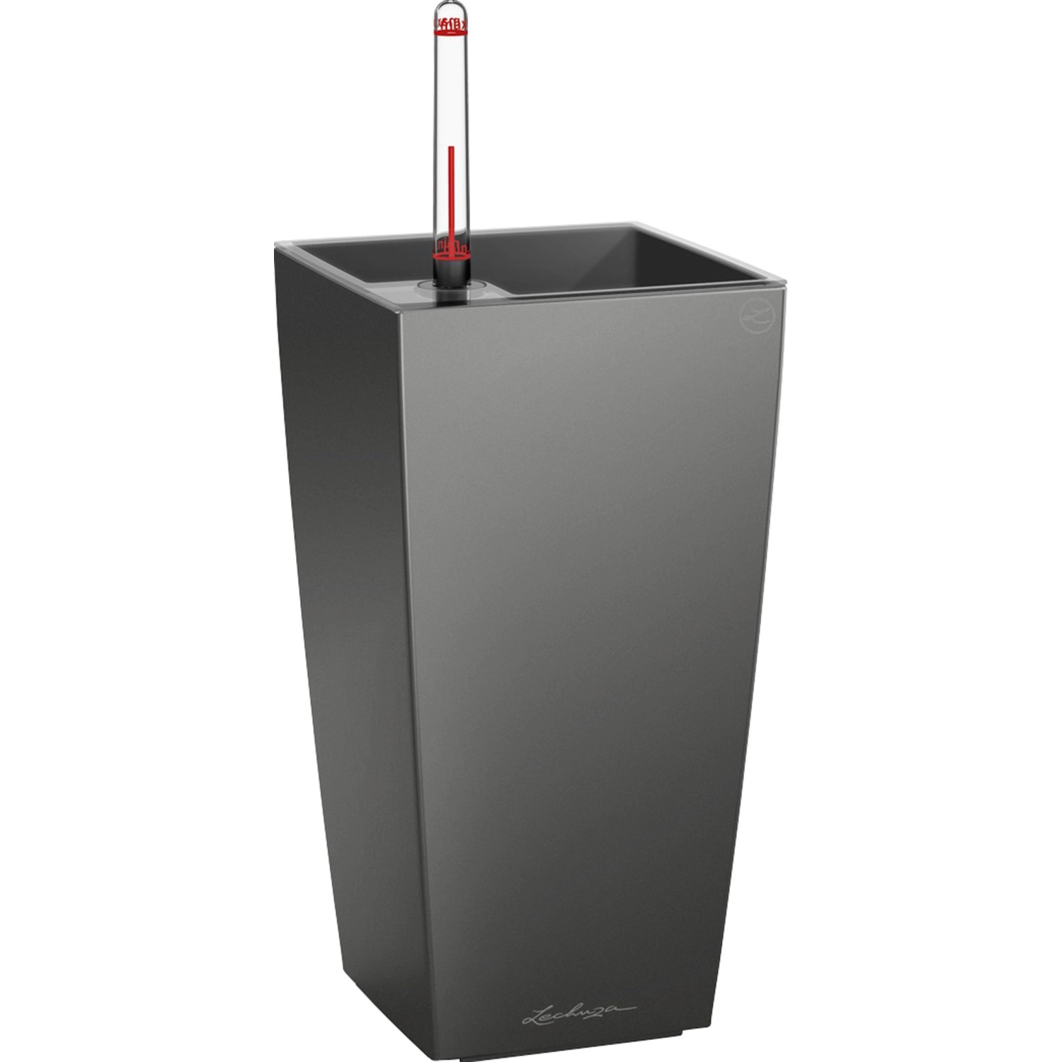 Lechuza Samozavlažovací květináč MAXI CUBI antracitová, 14 x 14 x 26 cm