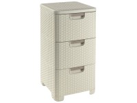 Curver Komoda Rattan Style se 3 šuplíky, krémová, 3 x 14 l