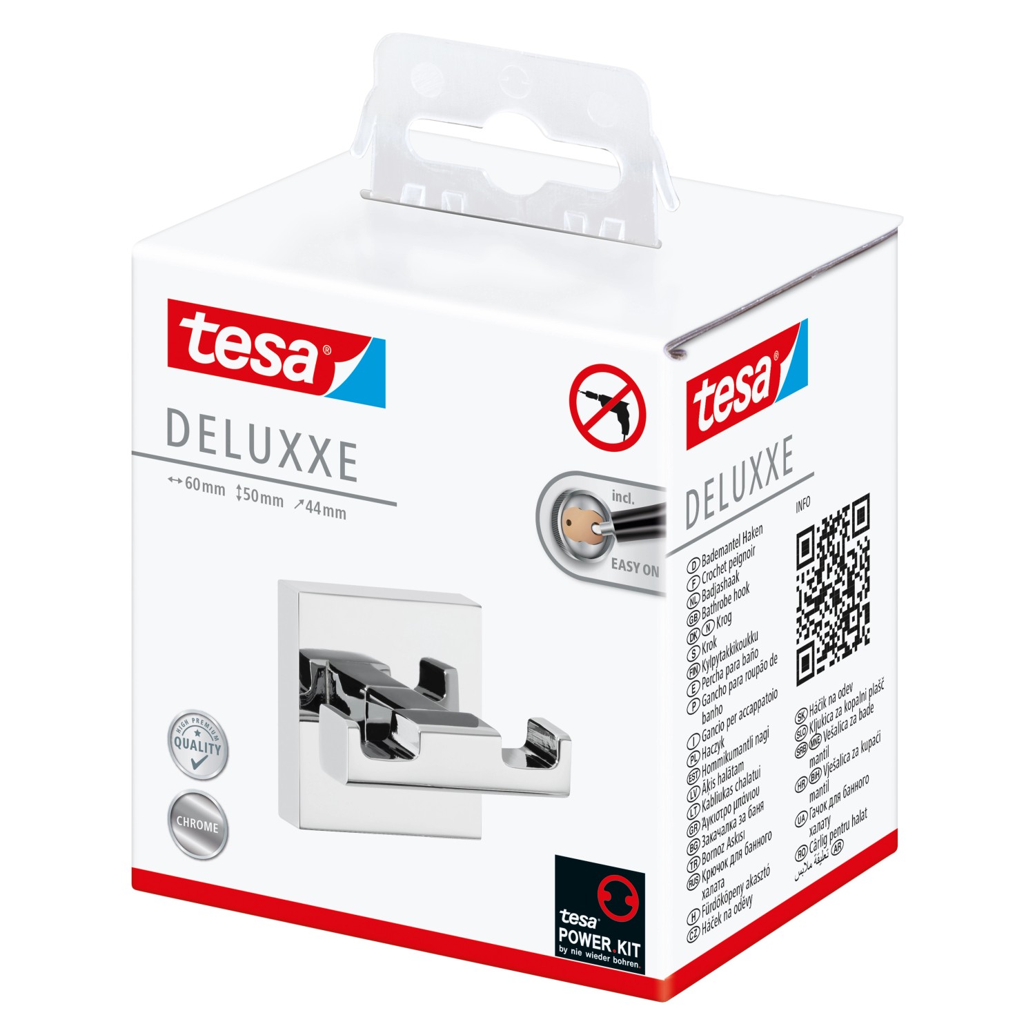 tesa Dvojitý háček Deluxxe chrom