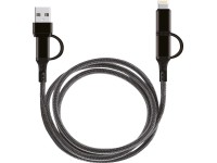 Nabíjecí a datový kabel 4v1, USB-A/USB-C/Lightning, černá Nabíjecí a datový kabel 4v1, USB-A/USB-C/Lightning, černá