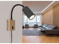 GLOBO Nástěnné svítidlo ROBBY černá/grafitová/dřevo GU10 25W 70 x 425 x 300 mm