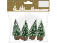 GEROMA Dekorativní jedličky na dřevěném podstavci, zelené, 4 ks, 7,5 cm