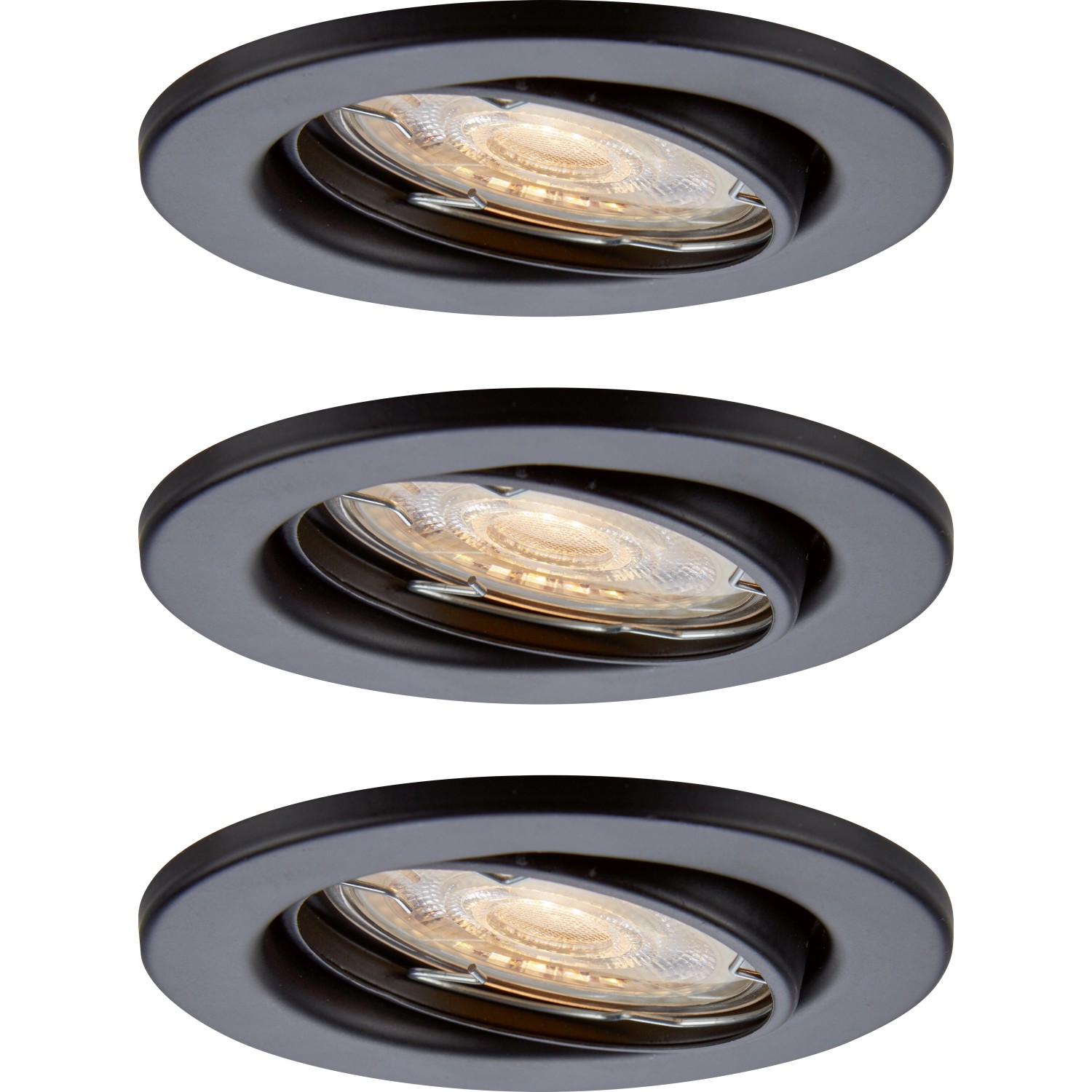 OBI LED vestavné svítidlo 86R černé GU10, 3,5W 345lm 3000K, pr. 86 mm, 3 ks