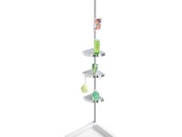 Wenko Teleskopický rohový stojan do sprchy Premium 3 odkládací košíky stříbrný