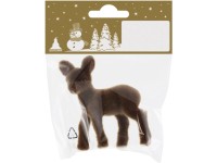 Vánoční figurka srnče, plast a semiš, hnědá, 5 x 7 cm