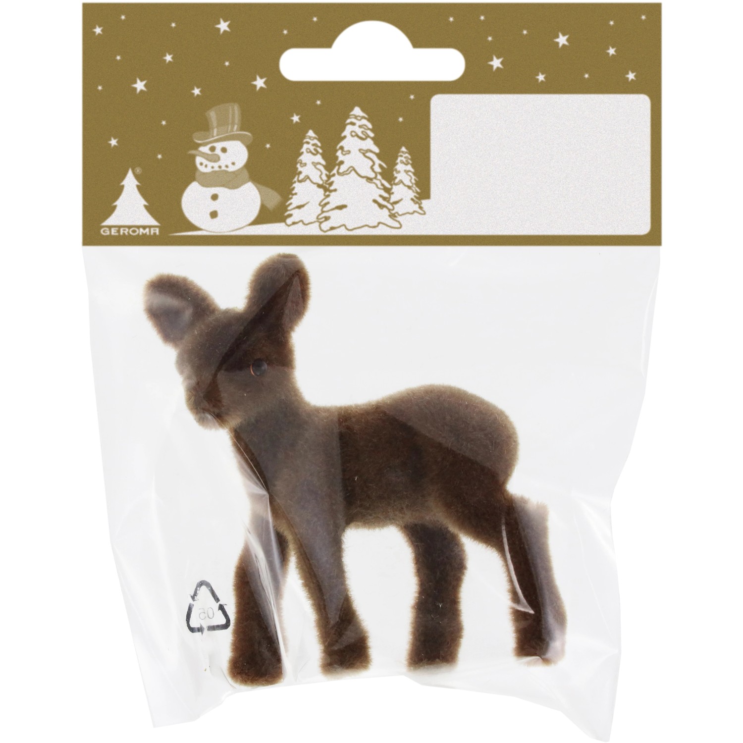 Vánoční figurka srnče, plast a semiš, hnědá, 5 x 7 cm