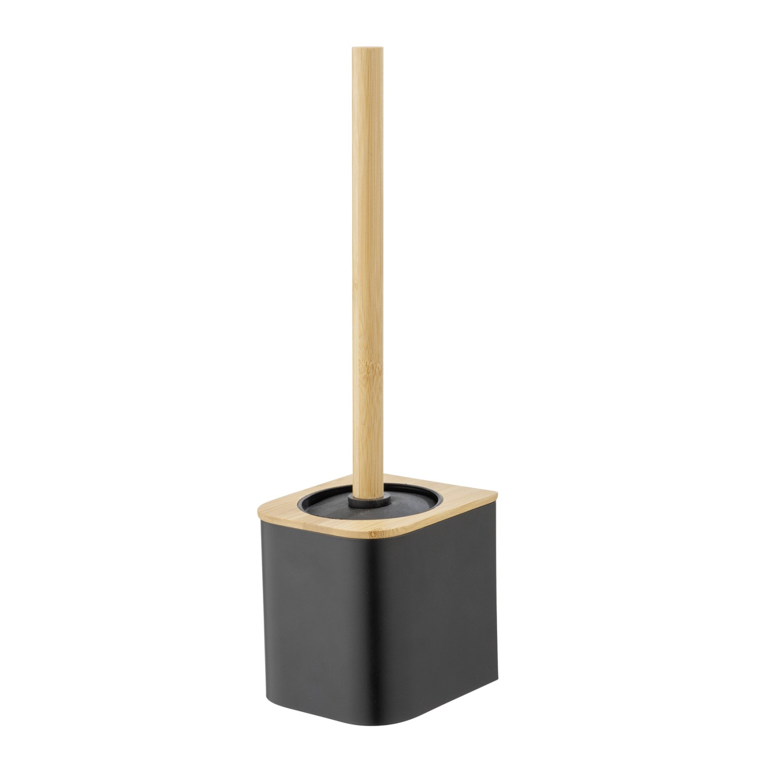 Wenko Nástěnná WC štětka Bambusa Turbo-Loc, bambus/černá, 10,5 x 11,5 x 36,5 cm