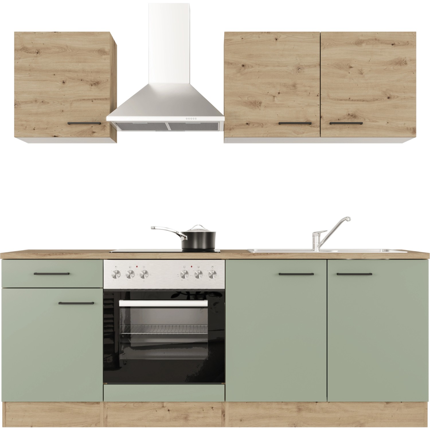 Flex-Well Kuchyně Cara 210 cm/typ 2 - trouba/varná deska/digestoř/dřez