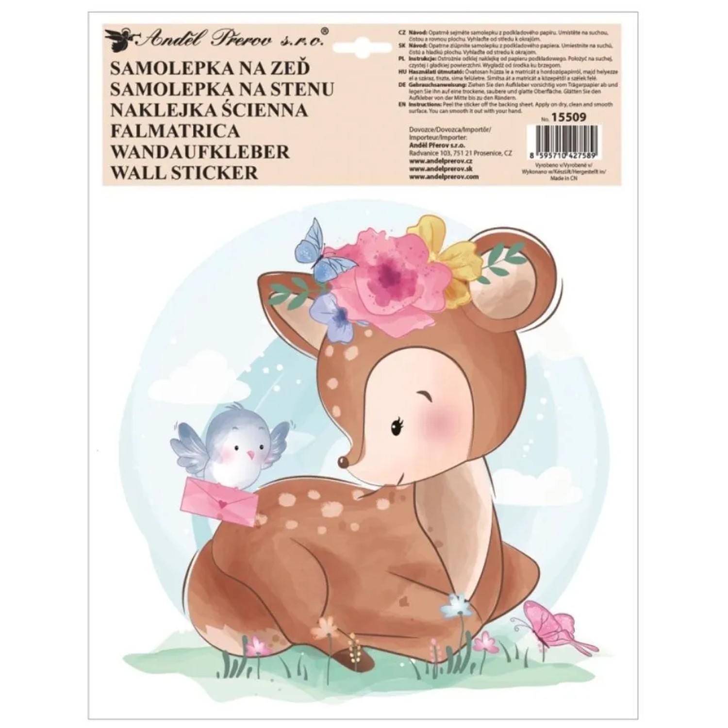 Anděl Přerov Samolepka na zeď barevná Srnka 30 x 42 cm