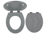 Ferro WC sedátko WC/SOFTSTONE2, MDF, kovové závěsy, tmavý beton, oválné