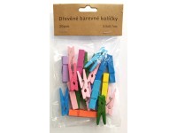 Bondecor Dřevěné kolíčky barevné, 20 ks