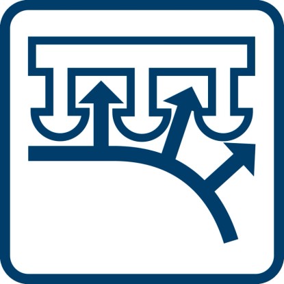 Symbol pro brusky t.b.t.: Šipky ukazují směr broušení.