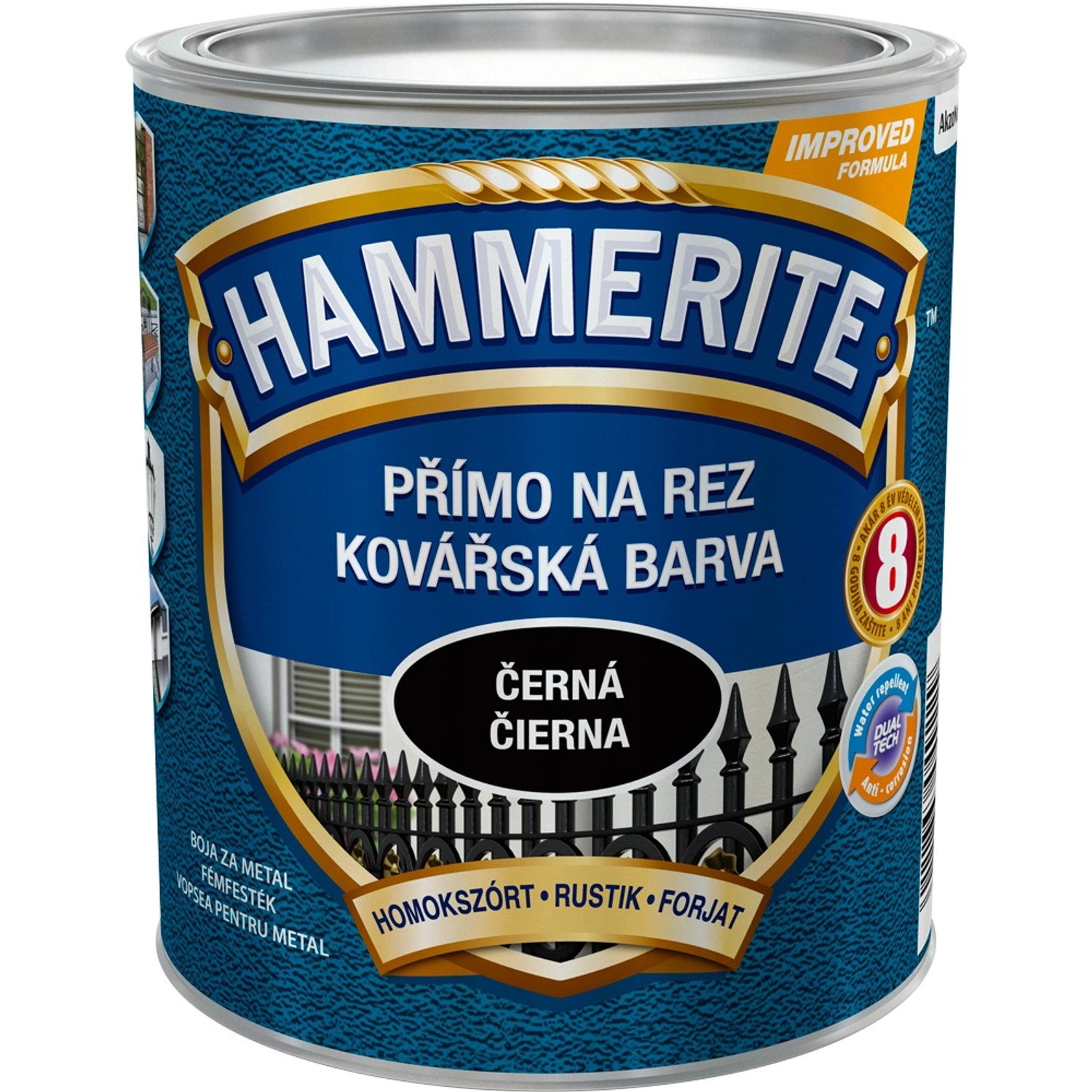Hammerite Přímo na rez kovářská barva černá 0,75 l