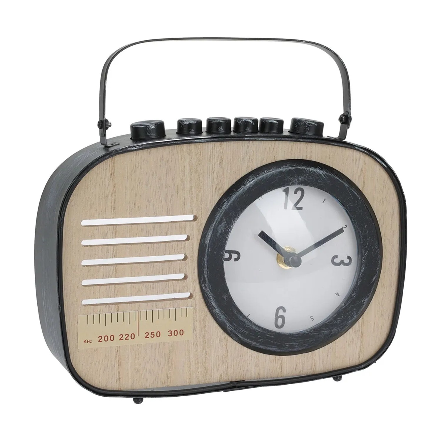 Koopman Stolní hodiny vintage rádio, 22 x 6 x 21 cm