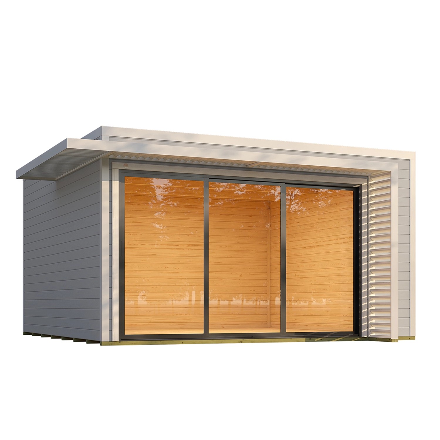 Weka Dřevěný zahradní domek Amberley 1 44mm V1, šedá-bílá, 400 x 400 cm